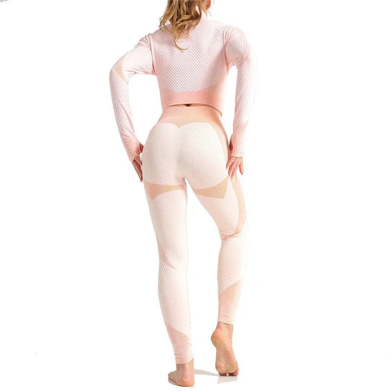 Ensemble de Yoga Sans Couture 2/3Pcs pour Femmes Vêtements de Gym Fitness Sportswear Leggings de Sport Tenue d'Entraînement