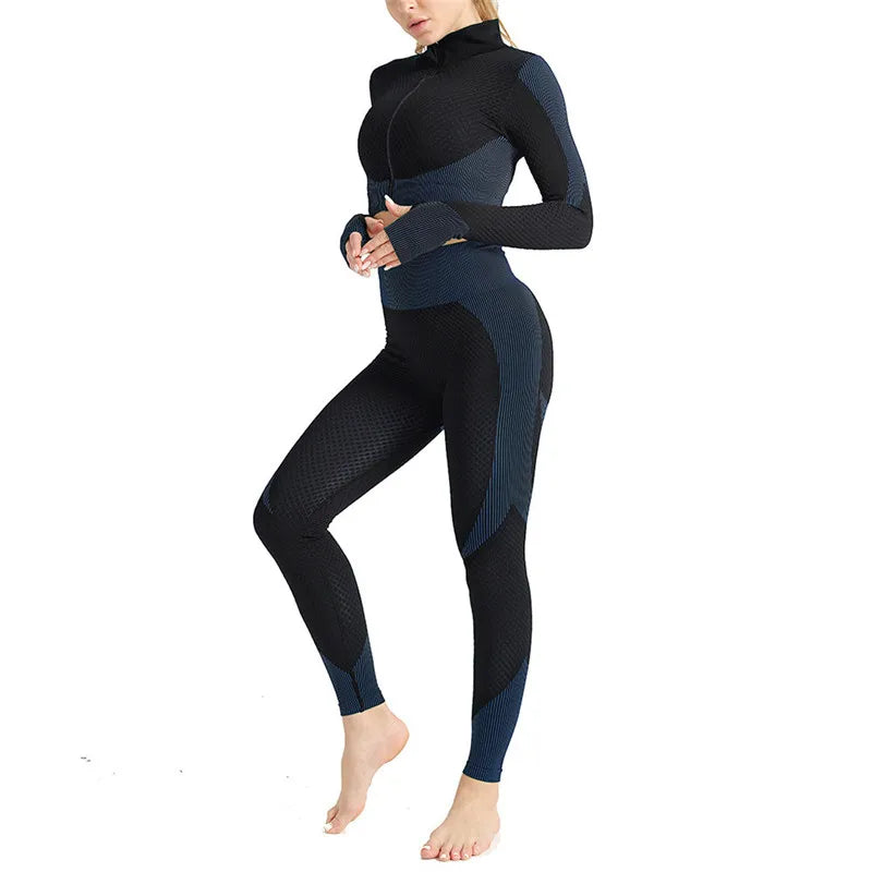 Ensemble de Yoga Sans Couture 2/3Pcs pour Femmes Vêtements de Gym Fitness Sportswear Leggings de Sport Tenue d'Entraînement