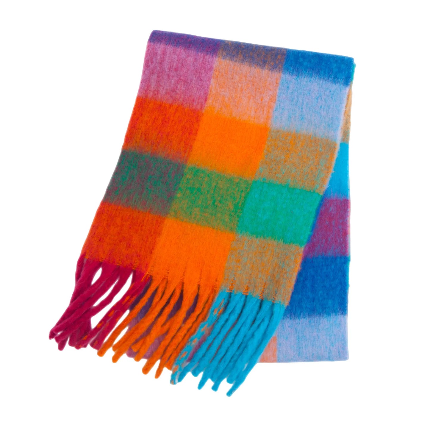 2025 Winter Thick Warm Scarf Women Cashmere Shawl and Wraps Pashmina Neckerchief Bufanda Female Rainbow Hairy Tessel Echarpe New