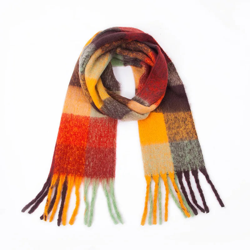 2025 Winter Thick Warm Scarf Women Cashmere Shawl and Wraps Pashmina Neckerchief Bufanda Female Rainbow Hairy Tessel Echarpe New