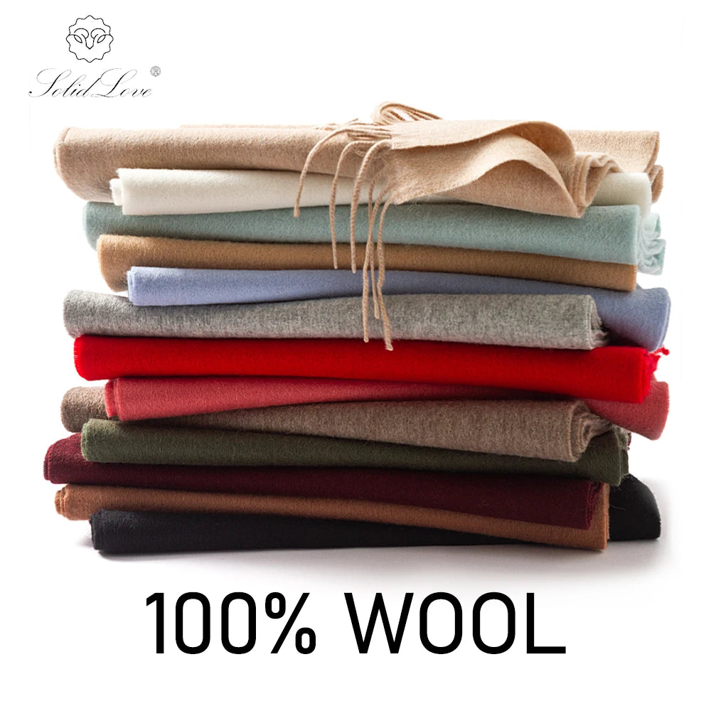 Solidlove Wool Winter Scarf Women Scarves Adult Scarves for ladies 100% Wool scarf women Fashion Cashmere Poncho Wrap