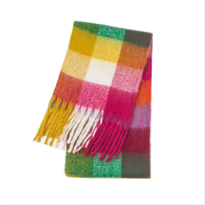 2025 Winter Thick Warm Scarf Women Cashmere Shawl and Wraps Pashmina Neckerchief Bufanda Female Rainbow Hairy Tessel Echarpe New