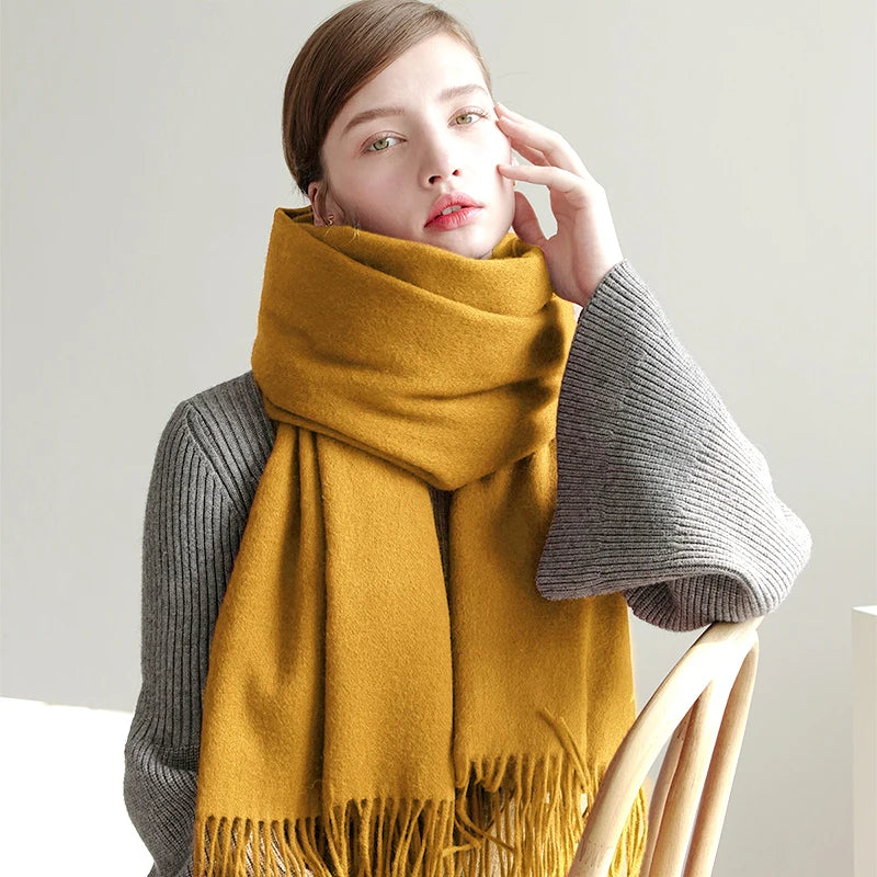 Solidlove Wool Winter Scarf Women Scarves Adult Scarves for ladies 100% Wool scarf women Fashion Cashmere Poncho Wrap