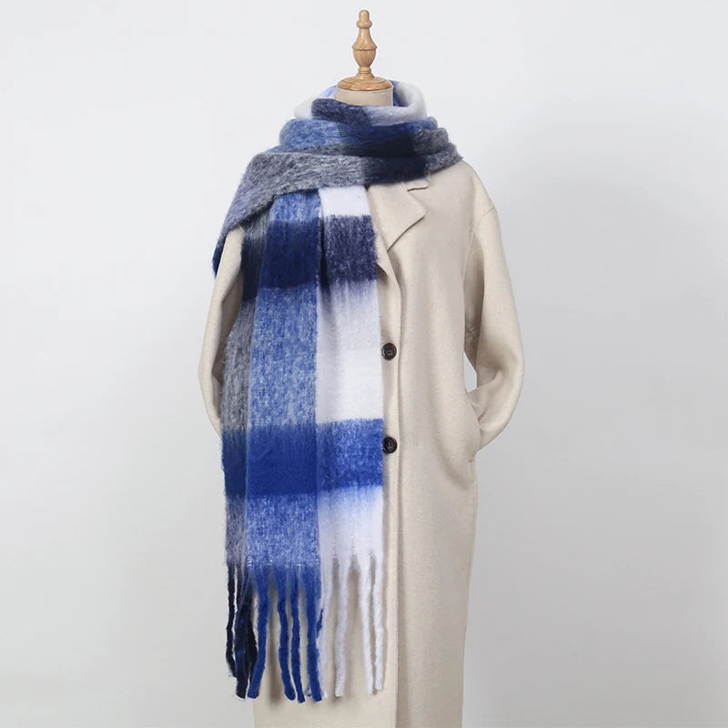 2025 Winter Thick Warm Scarf Women Cashmere Shawl and Wraps Pashmina Neckerchief Bufanda Female Rainbow Hairy Tessel Echarpe New