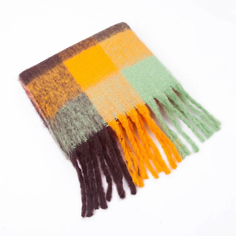 2025 Winter Thick Warm Scarf Women Cashmere Shawl and Wraps Pashmina Neckerchief Bufanda Female Rainbow Hairy Tessel Echarpe New