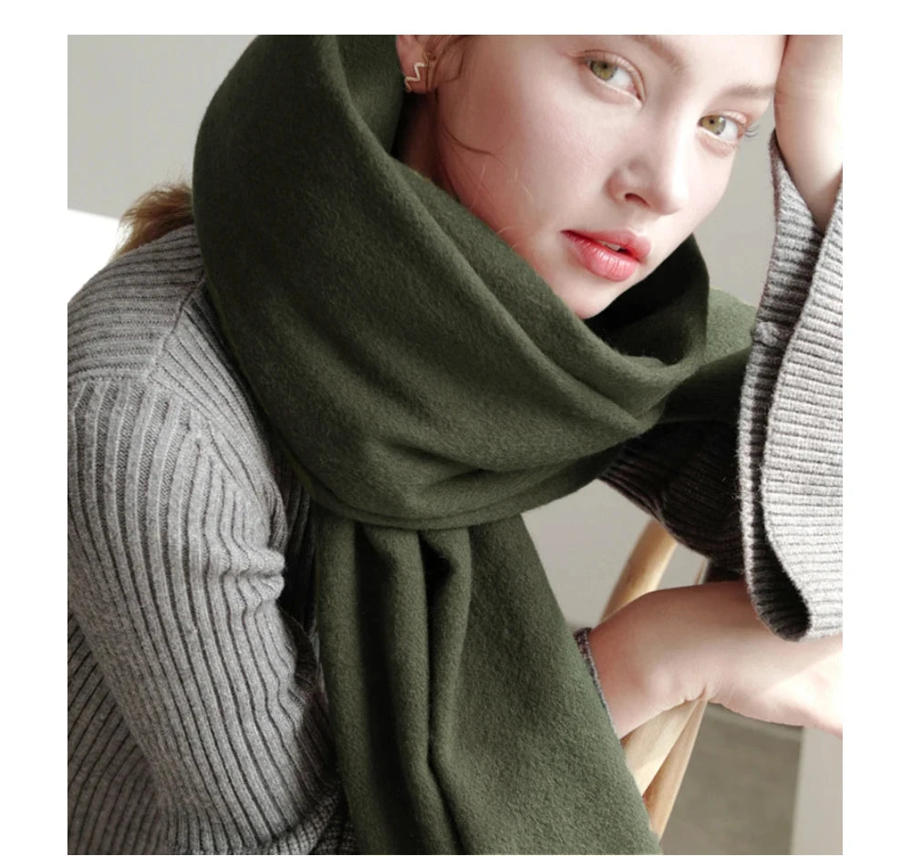 Solidlove Wool Winter Scarf Women Scarves Adult Scarves for ladies 100% Wool scarf women Fashion Cashmere Poncho Wrap